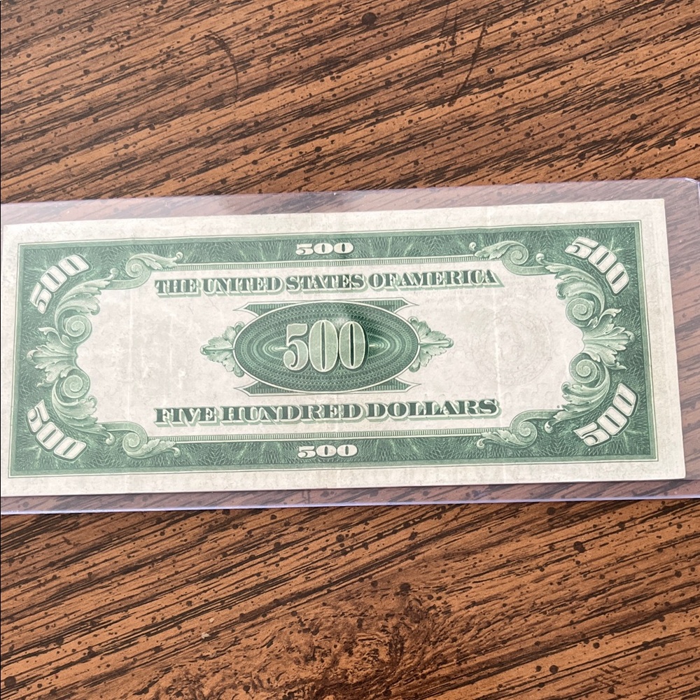 Collectible $500 Bill in Protective Sleeve low serial number 1934A - Picture 2 of 2